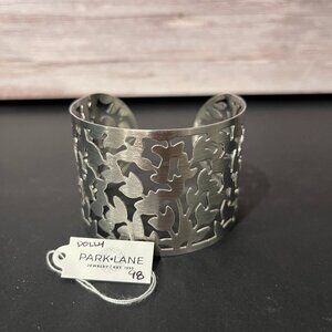 Park Lane DOLLY Cuff Floral Cut Bracelet In Silver. NWT! Reg. $98